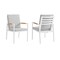 Armen Living Royal White Aluminum and Teak Outdoor Dining Chair with Light Gray Fabric, PK2 840254332799 - alternate 1